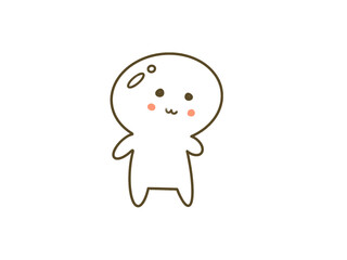 Cute Character Looking Down / 斜め下を見ている可愛いキャラクターのイラスト