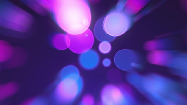 Abstract Hyperspace Tunnel, Flying Through Pink and Blue Sci-Fi Bokeh Lights 4K