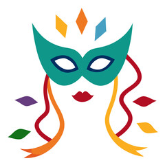 
Mask and Streamers Vector | Generative AI Linocut Silhouette Design