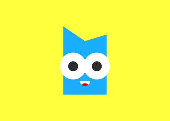 Cheerful blue cartoon character illustration for kids, educational and fun designs with a simple, friendly expression