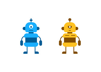 Cute minimalist robots, modern vector design for technology and education projects