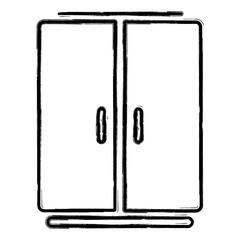 fridge icon, brush strokes, vector illustration on white background.