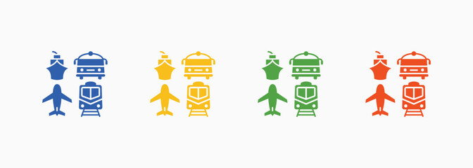 Transportation Icon Set Color Multiple Style Collection