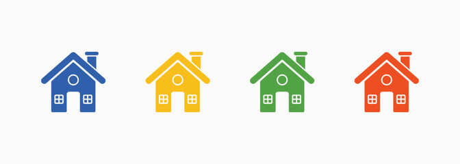 House Icon Set Color Multiple Style Collection