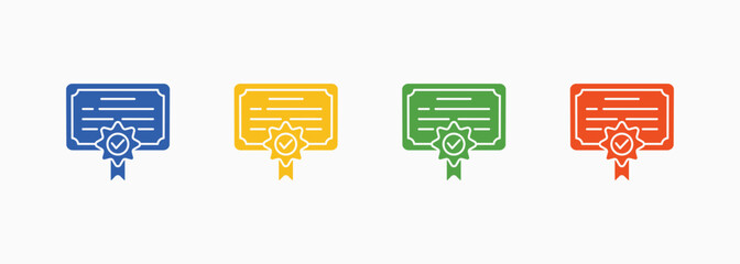 Certificate Icon Set Color Multiple Style Collection