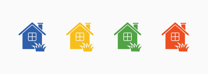 Home Icon Set Color Multiple Style Collection
