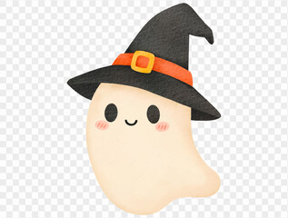 Witch ghost watercolor illustration spooky Halloween Vector.