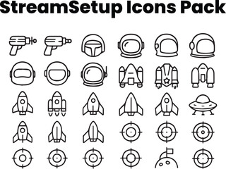 Mobile Gaming & Application Icon Set — Vector Outline Pack
