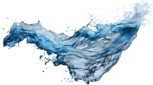 Water Sculpture Dress Silhouette with Splashes & Membrane (Pre-masked/Transparent Background)