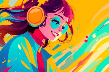 躍動感あふれるビビッドカラーの人物イラスト（アイキャッチ・エネルギッシュ・デザイン素材）