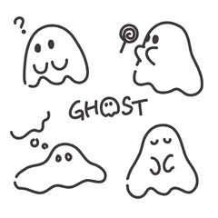 ゆるい手書きおばけイラストセット