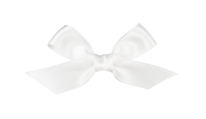 White ribbon bow isolated on white or transparent background