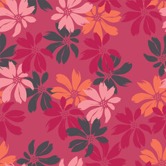 abstract a solid multicolor small and big flower mixed vector pattern arrangement with medium color, all over vector design with white background illustration digital