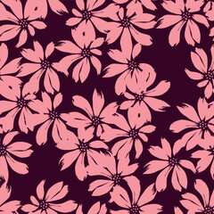 Fototapeta premium Seamless flowers pattern in vector. Abstract flower pattern design 