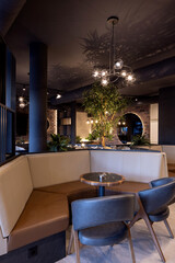 Restaurant interior offering warm and cozy atmosphere