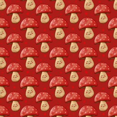 Cute cartoon mushroom pattern
