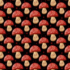 Cute cartoon mushroom pattern