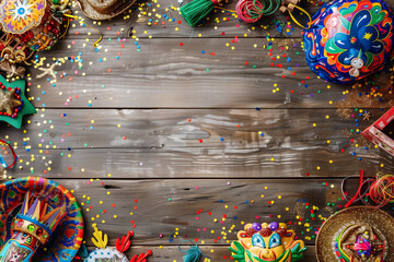 Carnival Day Elements Concept Design Background With Text Copy Space