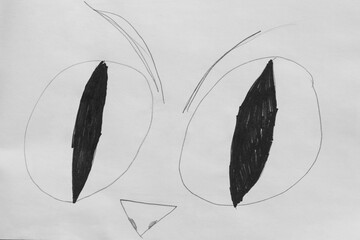 Childs Pencil Sketch of a Cats Face