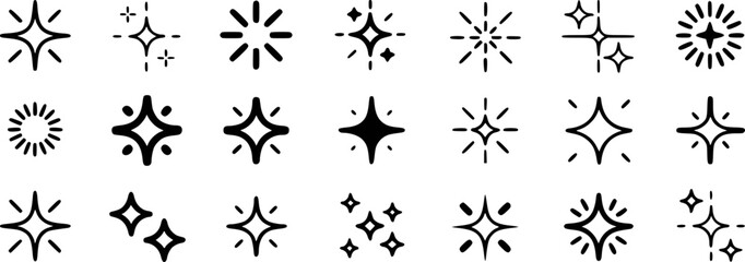 Collection of Sparkle and Star Icons: A Versatile Set of Embellishments