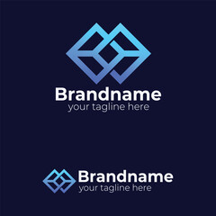 Fototapeta premium Modern Abstract Interlocking Cube Logo Design for Technology, Blockchain, Logistics, Data Storage, and Digital Finance Brands