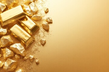 Gold bars and nuggets representing wealth and luxury