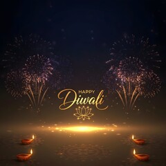 Celebrate Happy Diwali background with festive diya lamps