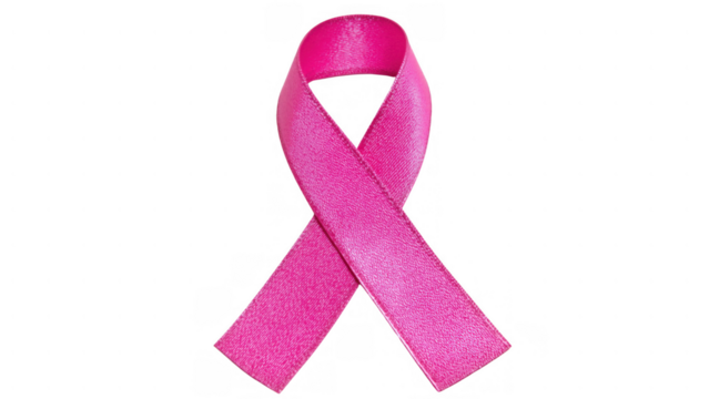 Pink ribbon shows breast cancer support, created with AI, PNG