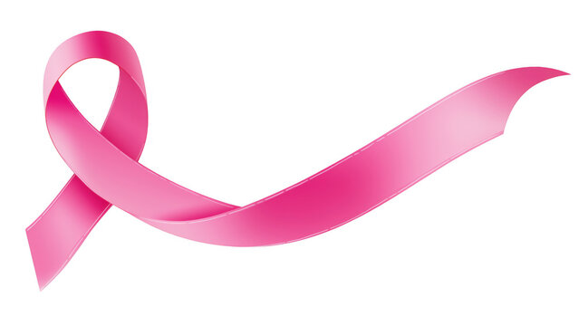 Pink ribbon for breast cancer support, created with AI, PNG