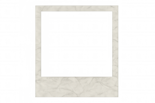 Vintage instant film frame with textured paper border, creating retro aesthetic for memories on transparent background