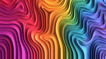 Fototapeta premium Vibrant Rainbow Wavy Abstract Background with Dynamic Flowing Lines.