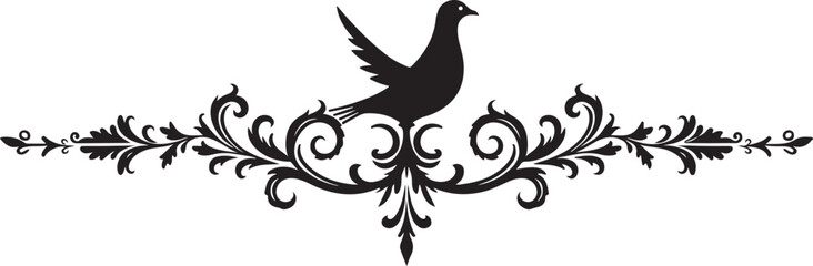 Obraz premium Elegant ornate bird decoration vector with detailed ornamental patterns and graceful curves.