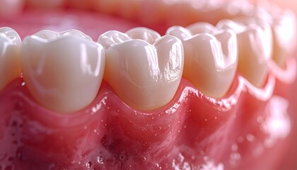 Close-up view of realistic dental model showcasing detailed teeth and gums, highlighting oral health