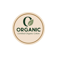 Certified Organic Cotton Logo Depicting a Dark Green Letter C with a Leaf and the Word Organic