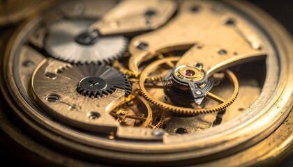 Close-up view of intricate watch mechanism showcasing gears and craftsmanship, highlighting precision engineering