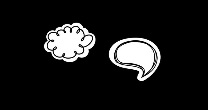 Animated Hand Drawn Highlighter Elements set, doodle arrow, speech bubbles, frames, borders and lines for selecting text. 4k Footage, Alpha channel. 