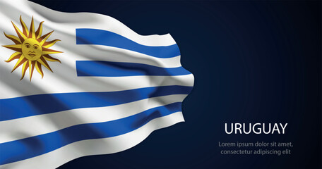 Obraz premium Uruguay national flag with elegant folds on dark background