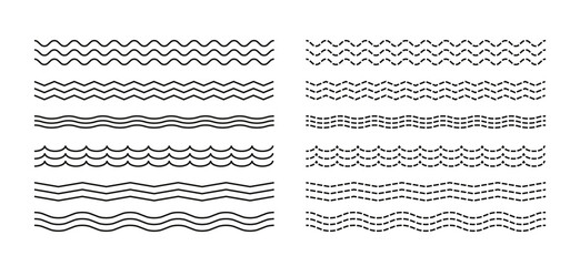 Abstract wavy and zigzag line set