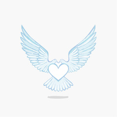 Fototapeta premium Two Doves Forming Heart Shape Symbolizing Love.