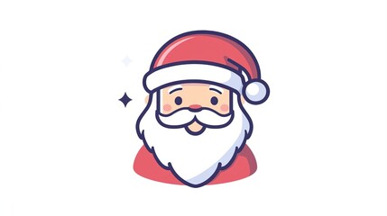 Cartoon Santa Claus Head Illustration with Red Hat and White Beard: Warm Holiday Atmosphere for Posters, Greeting Cards and Web Design