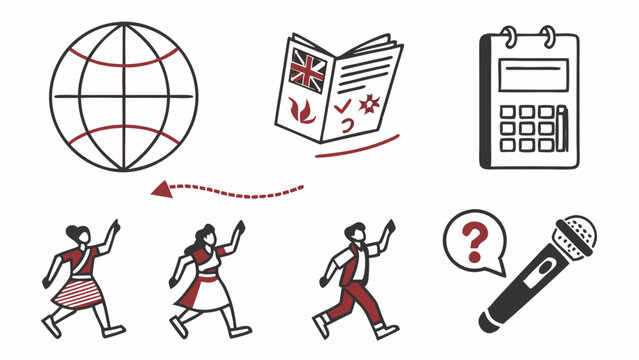 People Running Through Global Application Process. Visa, Immigration, Study Abroad Journey with Documents, Calendar, Interview.