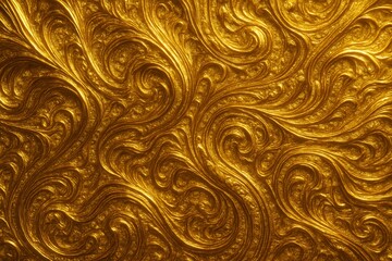 Gold ornament background: A luxurious ornamental pattern with intricate swirls and textures, in a rich gold color. perfect as a backdrop for designs.