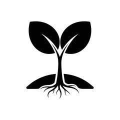 Sprouting Seedling Icon With Roots Symbolizing Growth, Nature, and New Beginnings