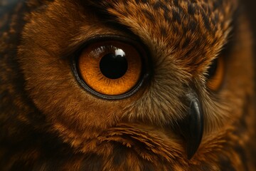 The Owl's Gaze: A captivating close-up of an owl's eye, a window into its wisdom, revealing the intricate details of its feathers, the sharpness of its vision, and the intensity of its focus.