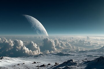 Surreal alien planet moon clouds vista high resolution picture