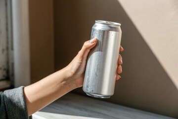 A hand holding a can of soda