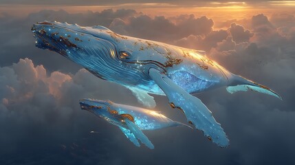 Uranus glowing blue whale sky city high resolution picture