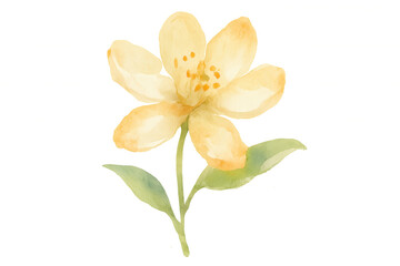 Obraz premium Yellow watercolor jasmine flower illustrating elegant nature and floral beauty, transparent background