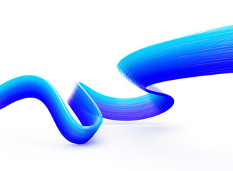 Abstract blue ribbon flowing on white, symbolizing motion and connection. 3D illustration