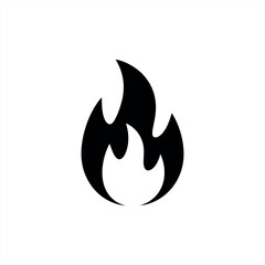 Fiery flame symbol icon represents heat energy fire danger and combustion